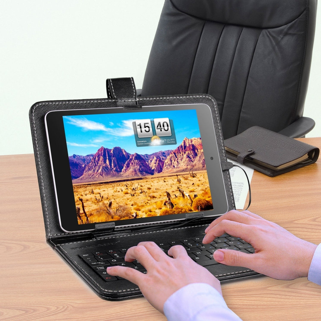 7.9in Protective Keyboard Case Keyboard PU Leather Back Stand Tablet Cover via USB 2.0 Cable Image 7