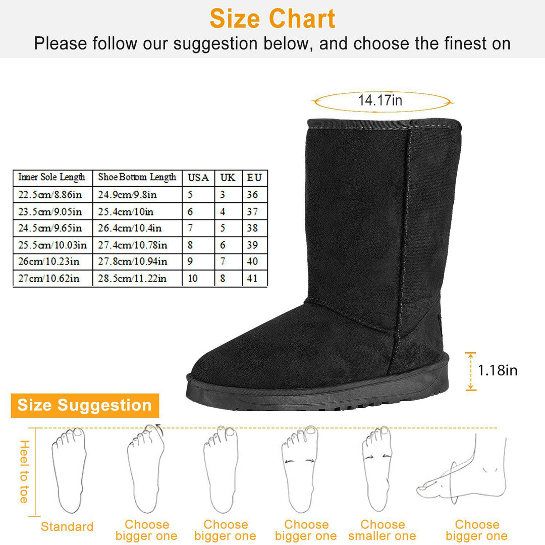 Women Snow Boots Waterproof Faux Suede Mid Calf faux Lined Warm Shoes Size 5-10 Image 4