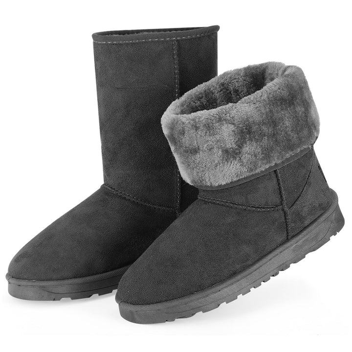 Women Snow Boots Waterproof Faux Suede Mid Calf faux Lined Warm Shoes Size 5-10 Image 1