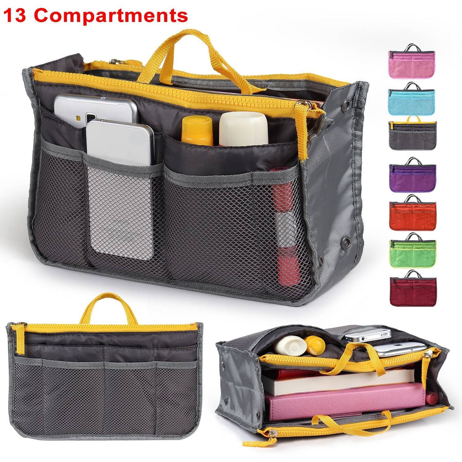 Women Lady Travel Insert Handbag Organiser Makeup Bags Toiletry Purse Liner with Hand Strap Image 1