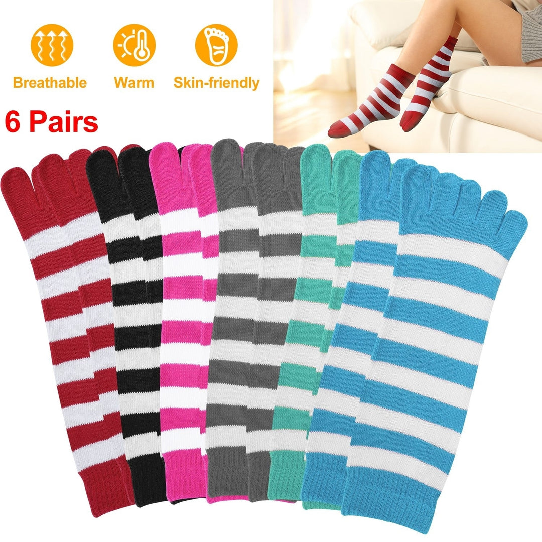 6 Pair 5 Toes Socks Soft Breathable Socks Ankle Sock Athletic Five Finger Socks For Girl Women Image 1