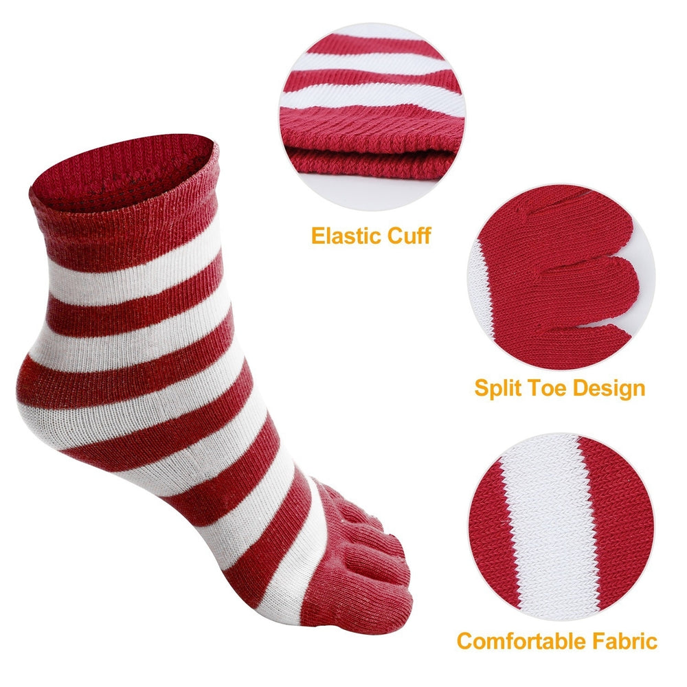 6 Pair 5 Toes Socks Soft Breathable Socks Ankle Sock Athletic Five Finger Socks For Girl Women Image 2