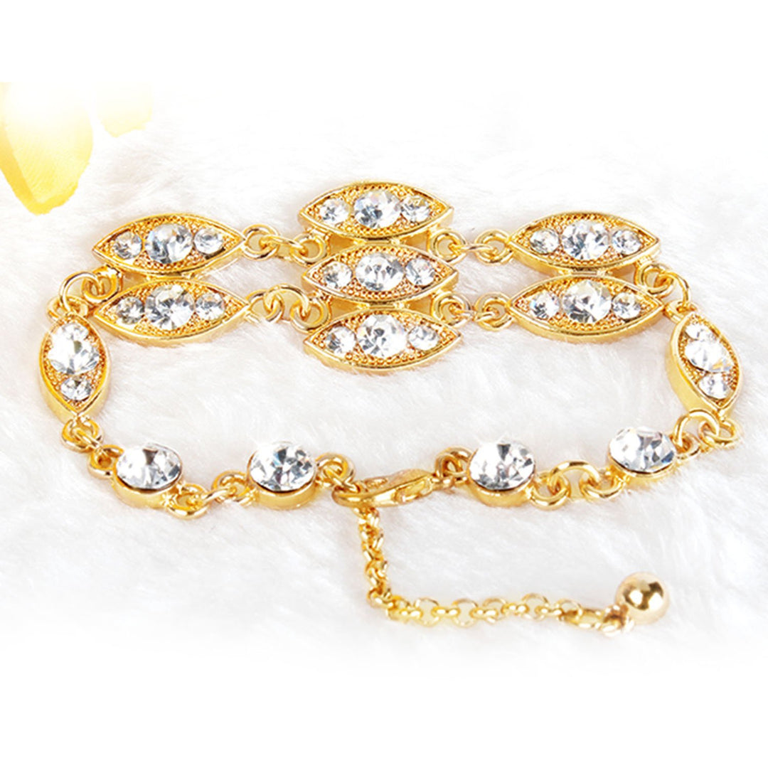 Noble Gold Rhinestone Women Bracelet Adjustable Fashion Jewelry 5.7cm Diameter Image 1