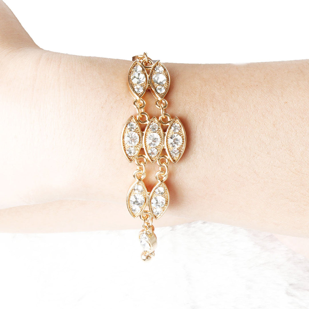 Noble Gold Rhinestone Women Bracelet Adjustable Fashion Jewelry 5.7cm Diameter Image 4