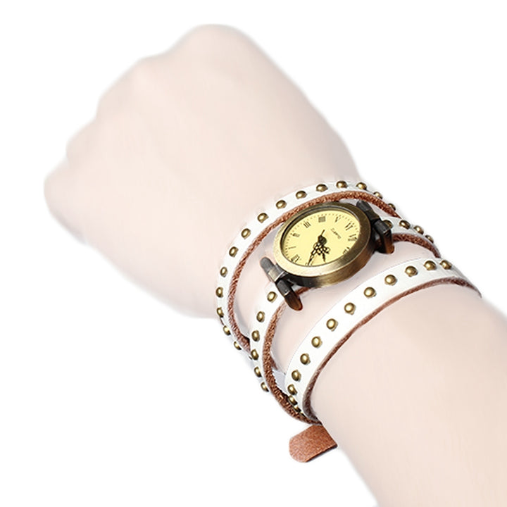 Fashionable Rivet Leather Belt Retro Watch Hand Chain Genuine Leather Alloy 24" Image 1