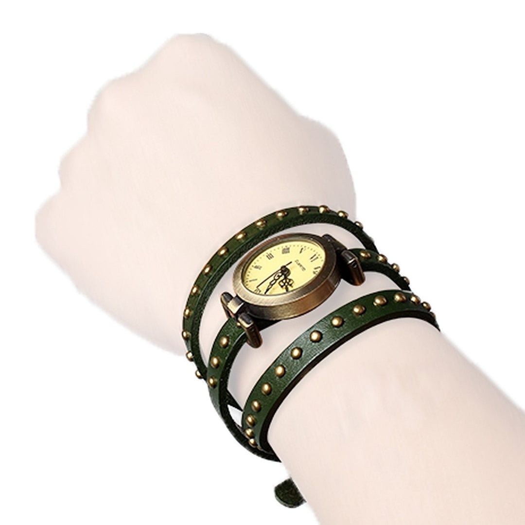 Fashionable Rivet Leather Belt Retro Watch Hand Chain Image 4