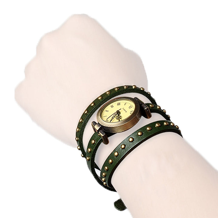 Fashionable Rivet Leather Belt Retro Watch Hand Chain Genuine Leather Alloy 24" Image 4