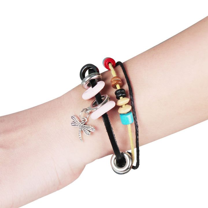 Fashion Dragonfly Pendant Leather Wristband Charm Bracelet Adjustable PU Leather Image 2