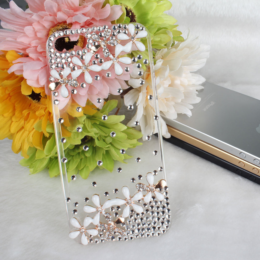 Transparent Bling Rhinestone Flower Case For iPhone 5 5S 5C Image 2