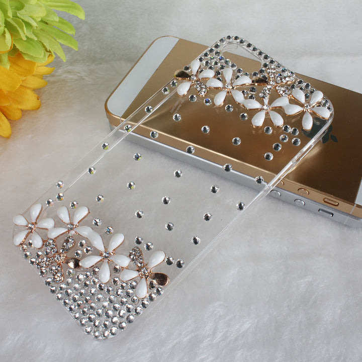 Transparent Bling Rhinestone Flower Case For iPhone 5 5S 5C Image 4