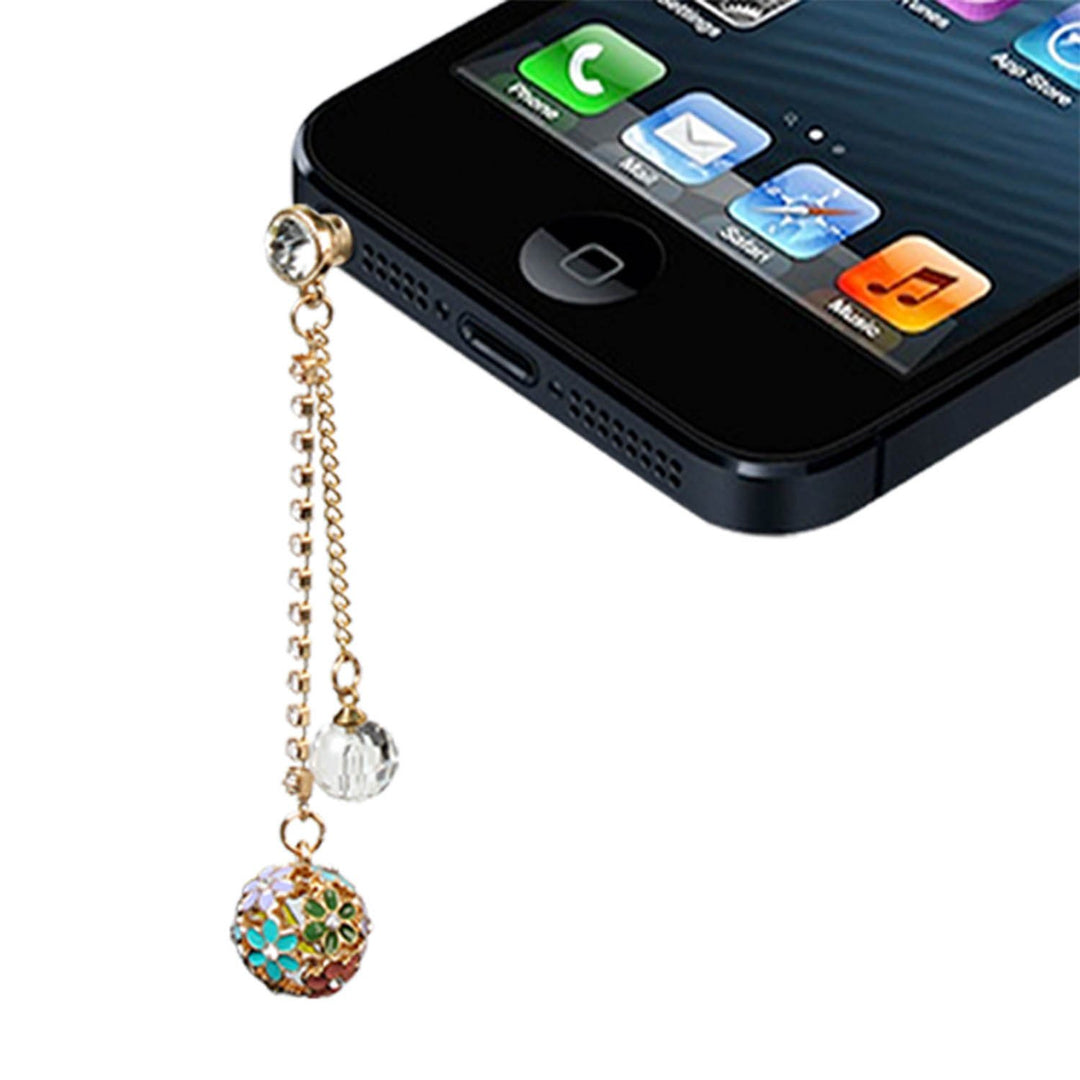 Colorful Crystal Diamond Ball Dust Cap Pendant for 3.5mm Phone Jack Image 4