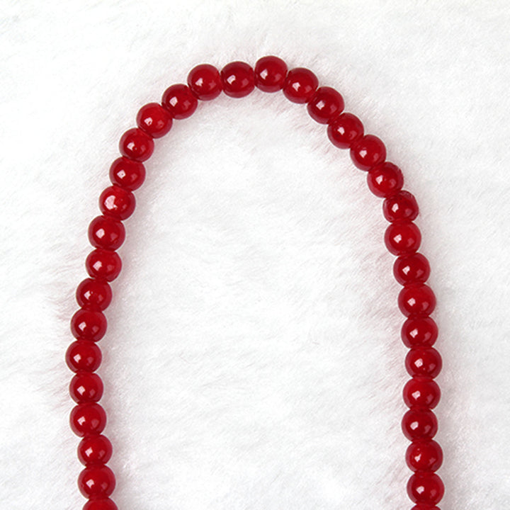 Red Agate Beaded Good Luck Bracelet Retro Thai Amulet Deep Red 23g Image 4