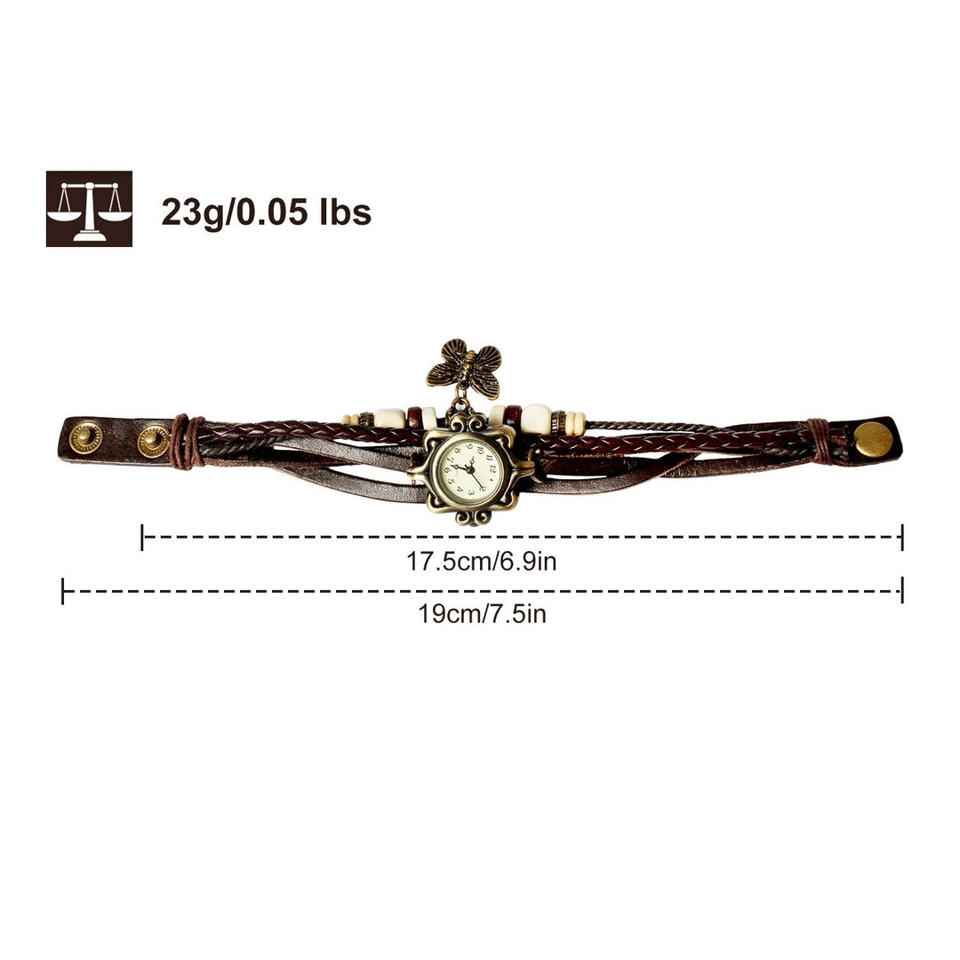 Bohemian Leather Watch Women Vintage Handmade Quartz Adjustable Wrist Watch Image 2