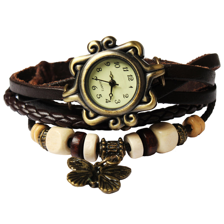 Bohemian Leather Watch Women Vintage Handmade Quartz Adjustable Wrist Watch Image 9