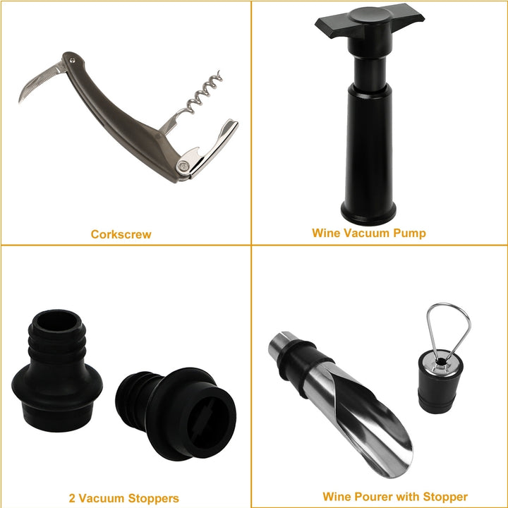 5 Pcs Wine Bottle Opener Set Wine Accessories Kit with Corkscrew Pourer Stopper Vacuum Pump Image 3