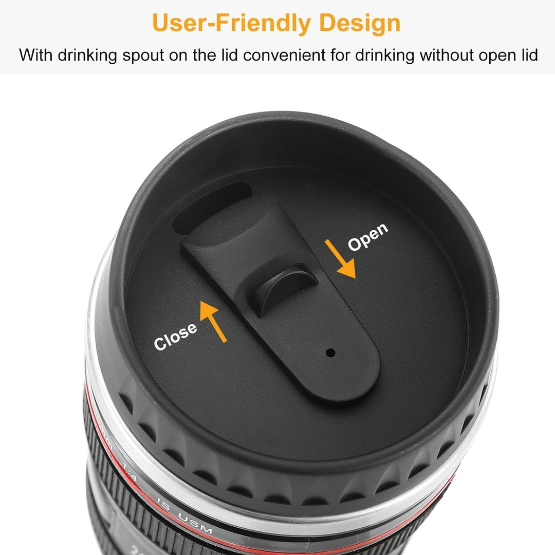 Camera Lens Mug 13.6oz Stainless Steel Travel Coffee Cup Black Photography Gift Image 4