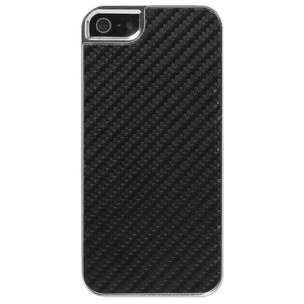 Deluxe Black Carbon Fiber Clip On Hard Back Case Cover For  iPhone 5 Image 2
