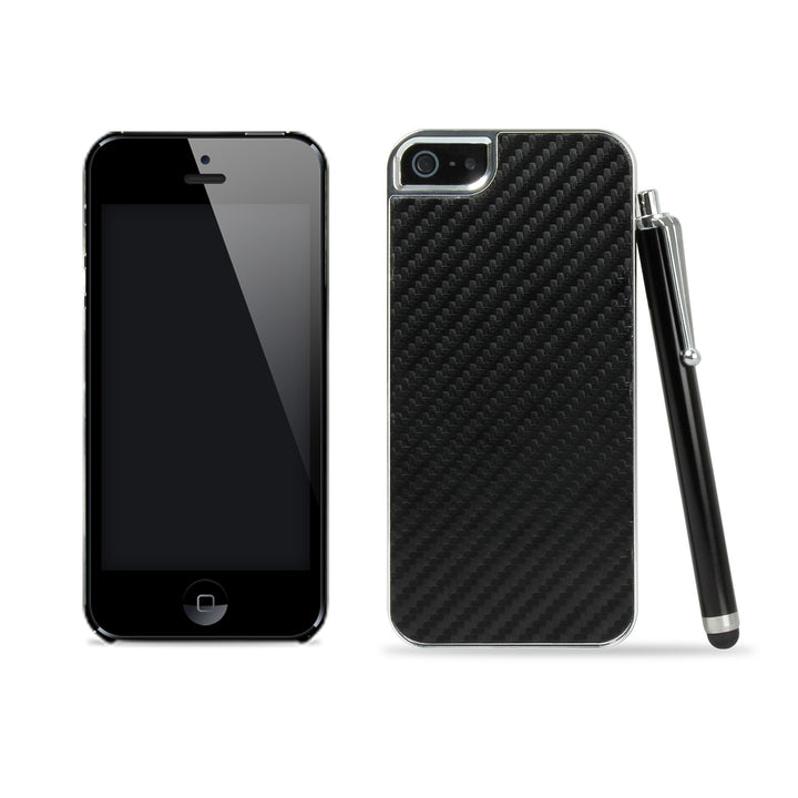 Deluxe Black Carbon Fiber Clip On Hard Back Case Cover For  iPhone 5 Image 4