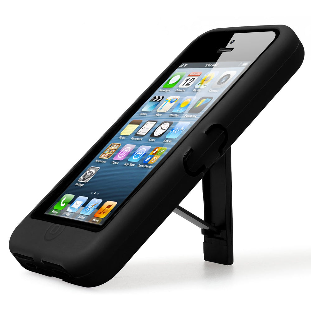 Black 3 Piece Hard Case Silicone Cover Kickstand for Apple iPhone 5 Image 2