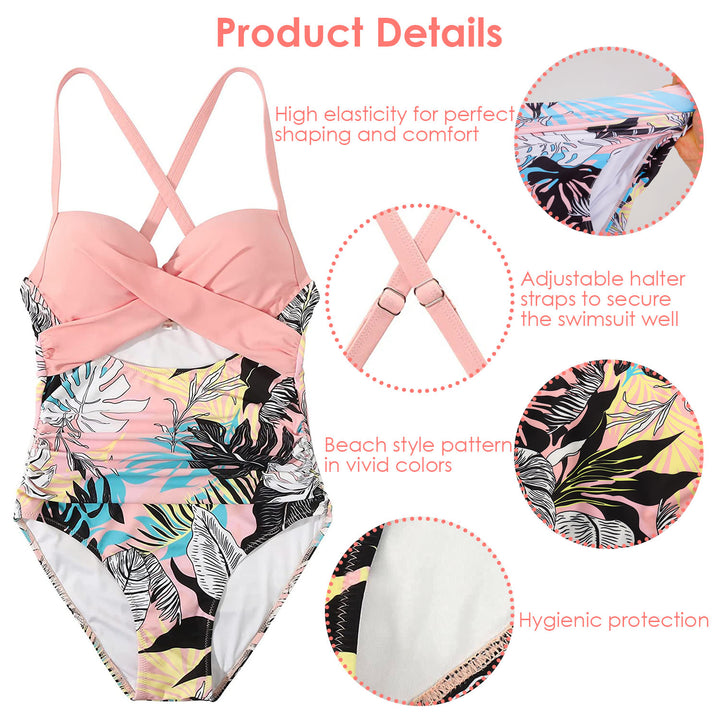 Women One Piece Swimsuit Beachwear Swimwear Tummy Control Cutout High Waist Bathing Suit Wrap Image 2