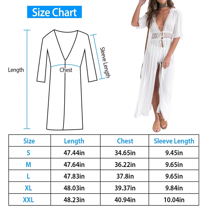 Women Lace Bathing Suit Long Sexy Bikini Swimwear Summer Cover Up Beach Dress Swimsuit with Waist Rope Image 3