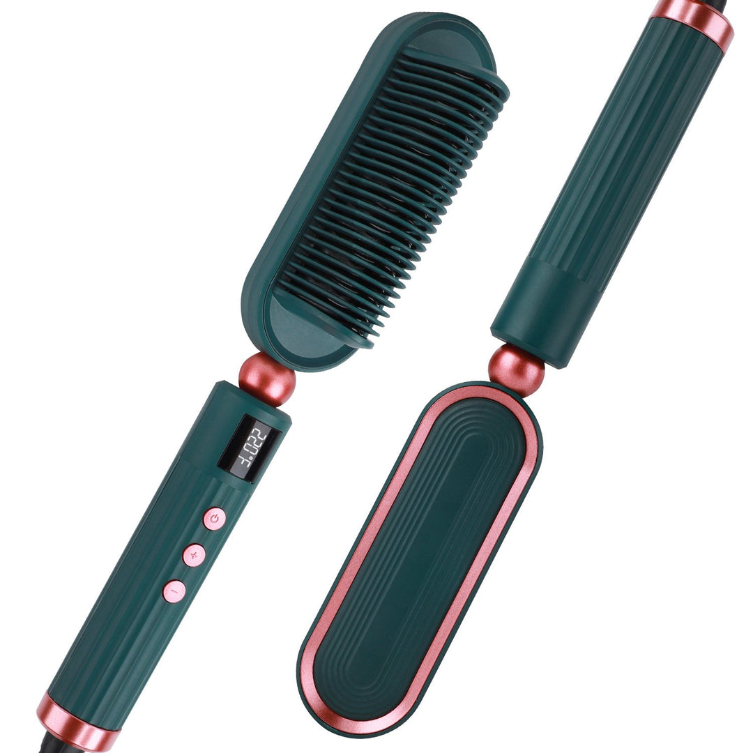 Electric Hair Straightener Brush Green Anti-Scald with 7 Temperature Levels Image 1