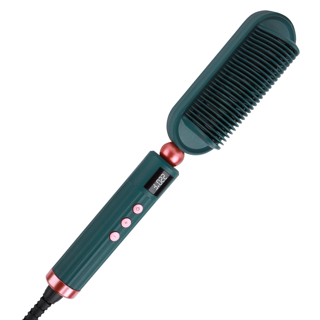 Electric Hair Straightener Brush Green Anti-Scald with 7 Temperature Levels Image 8