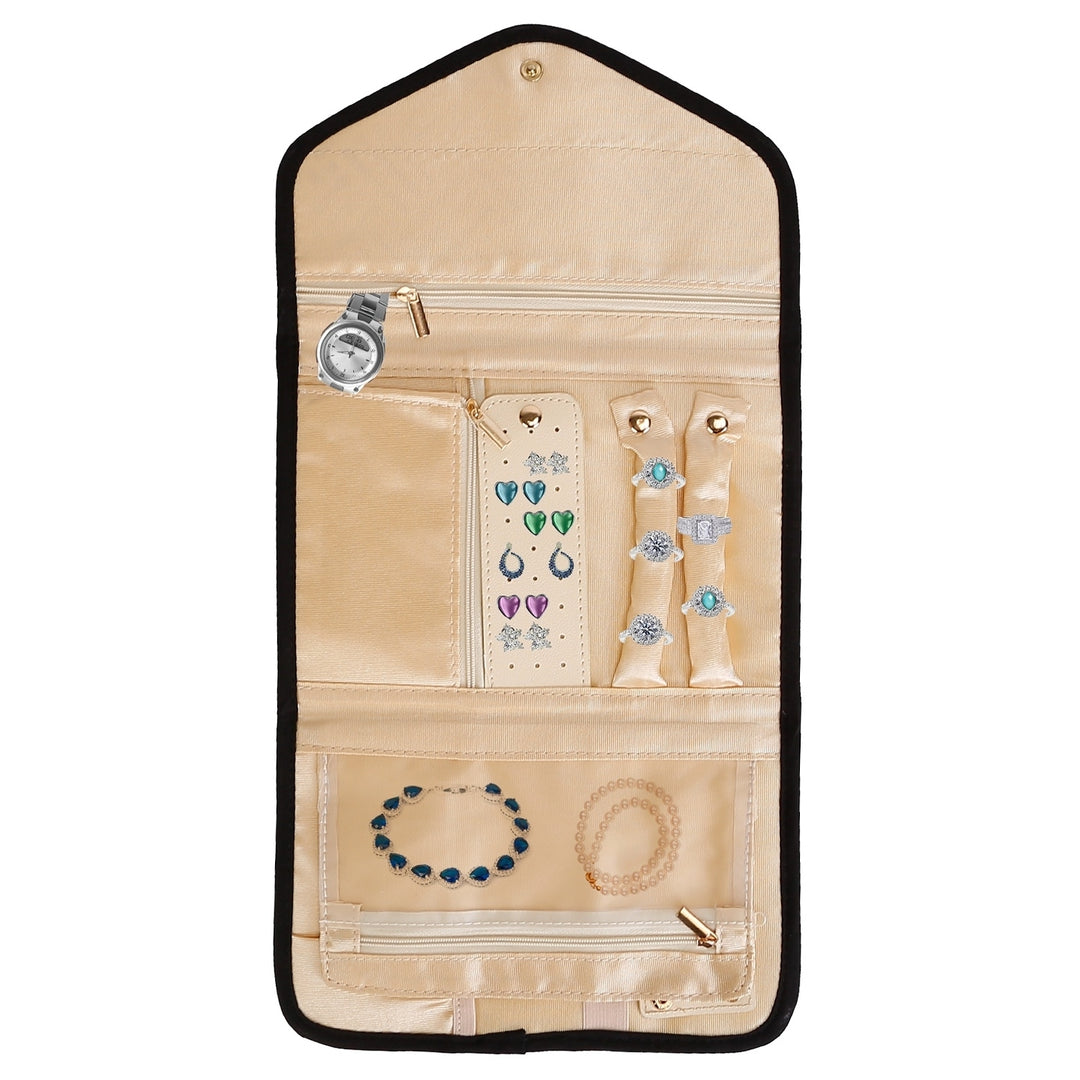 Travel Jewelry Organizer Case Foldable Jewelry Roll Storage Bag for Journey Image 2