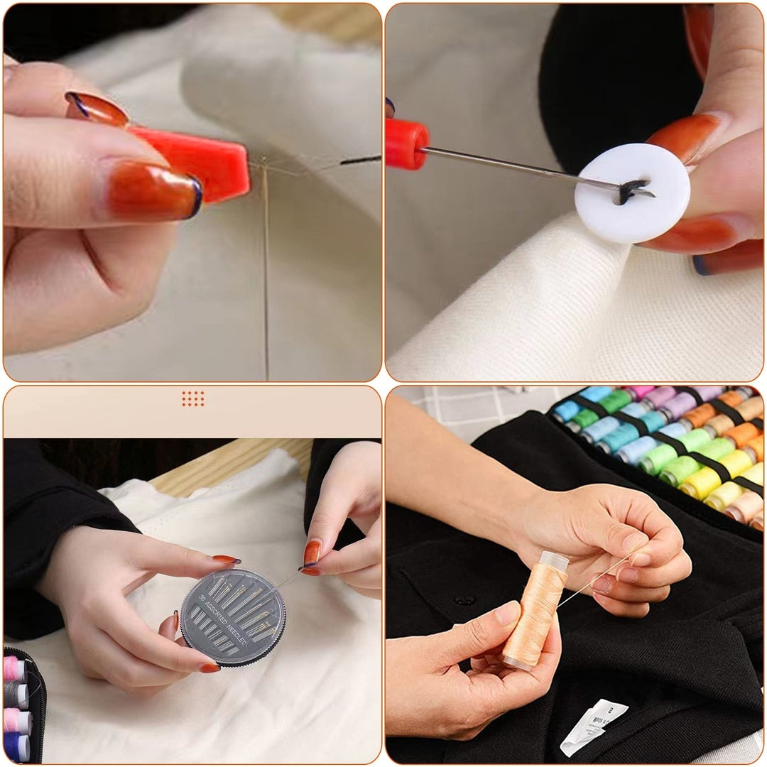 206Pcs Travel Sewing Kit DIY Sewing Supplies Needles Thread Stitching Kit with Scissors Thimble Tape Measure Image 4