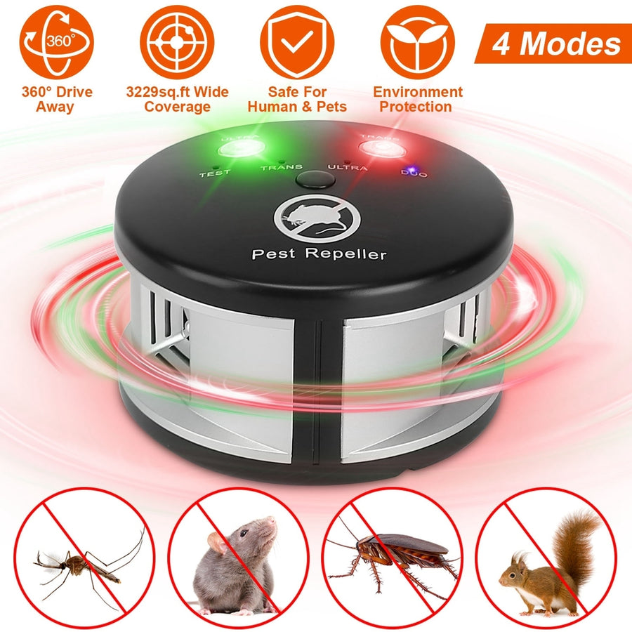 Ultrasonic Pest Repeller Electronic Plug-In Black 3000 Sq Ft Mouse Chaser Image 1