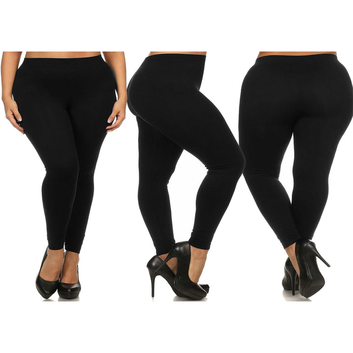 Multi-Pack: Plus Size Womens Casual Ultra-Soft Workout Yoga Leggings Image 4