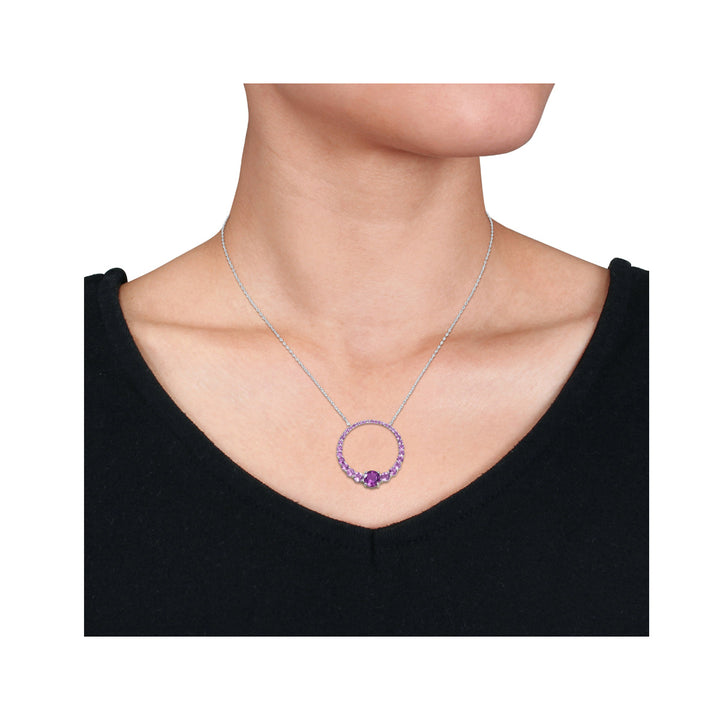 3.00 Carat (ctw) African Amethyst Circle of Life Pendant Necklace in Sterling Silver with Chain Image 3