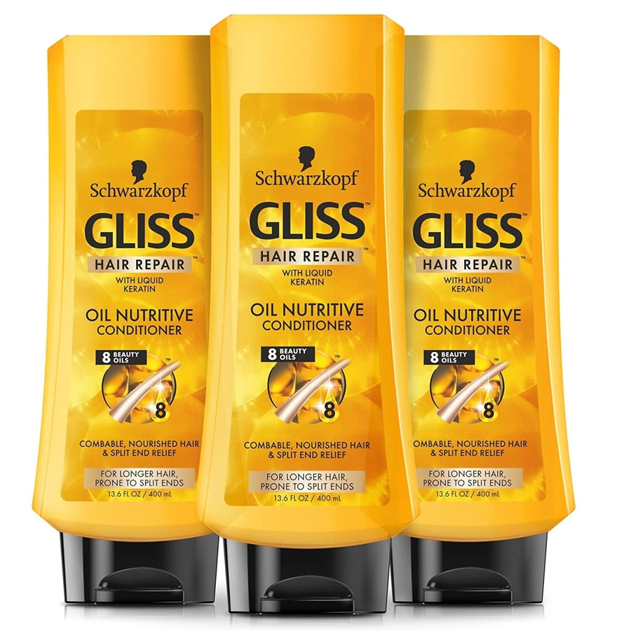 GLISS Hair Repair ConditionerOil Nutritive for Longer Hair Prone to Split Ends13.6 Ounces (Pack of 3) Image 1