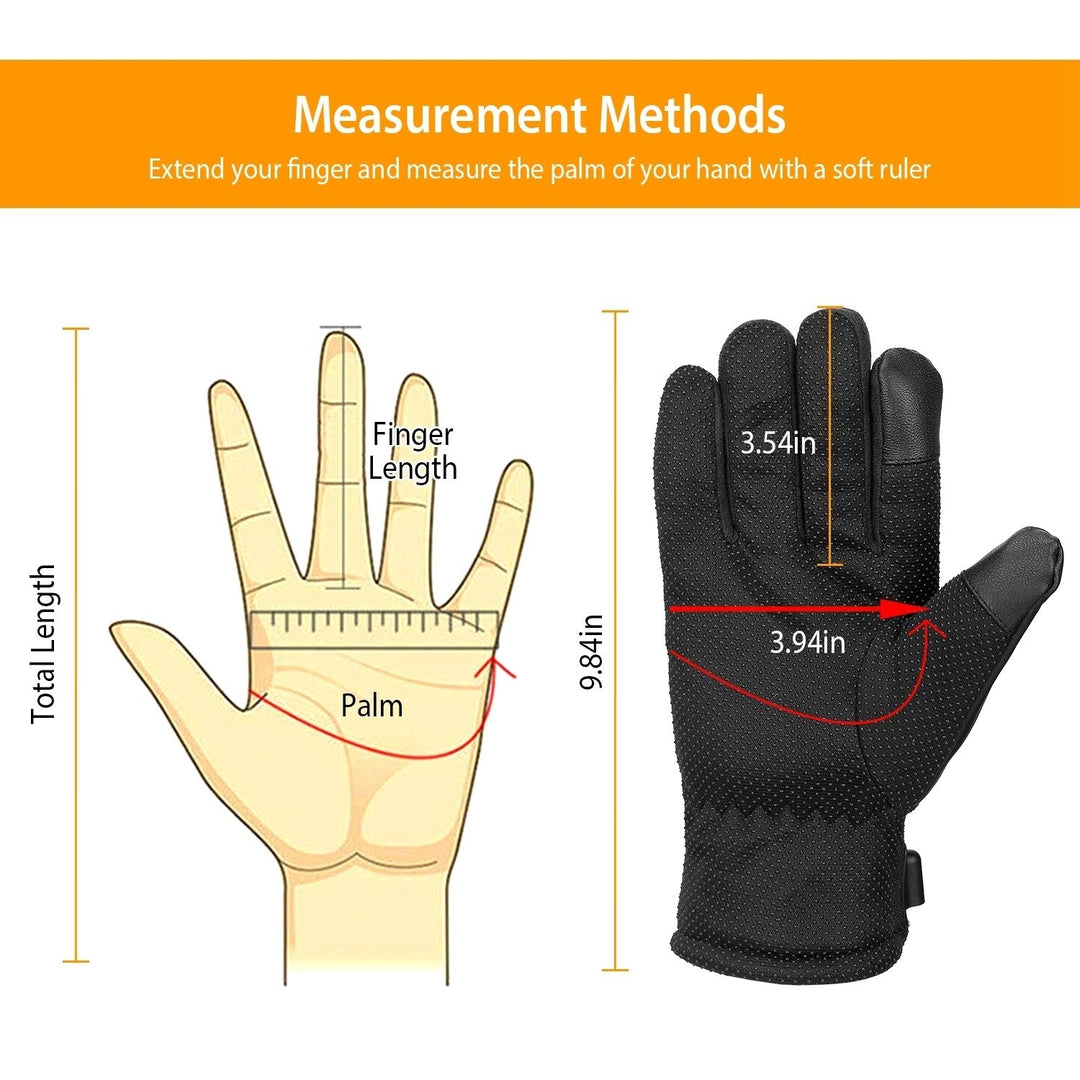 Electric Heated Gloves Touchscreen Leather Windproof USB Black Winter Warmers Image 3