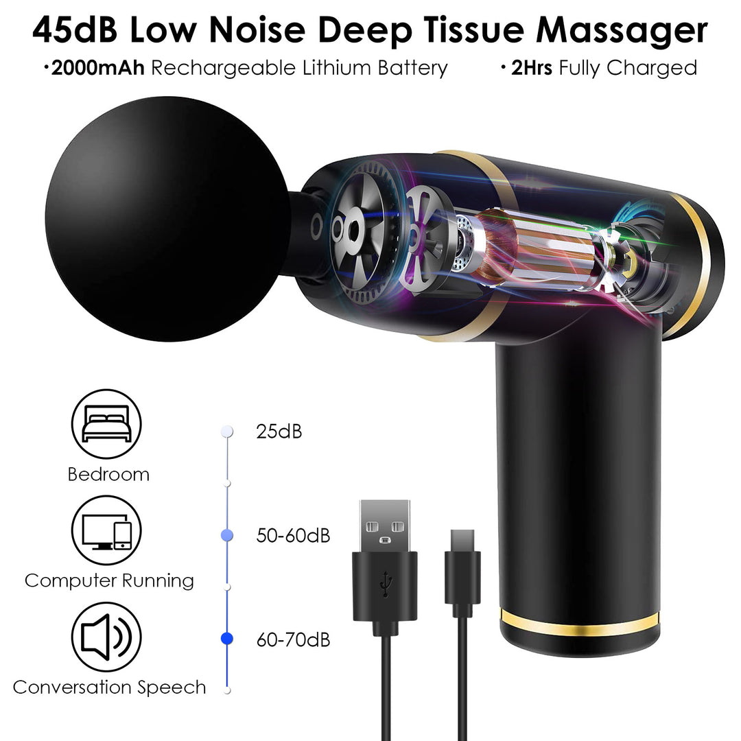 Handheld Percussion Massage Gun USB Rechargeable Deep Tissue Massager 8 Intensity Image 6