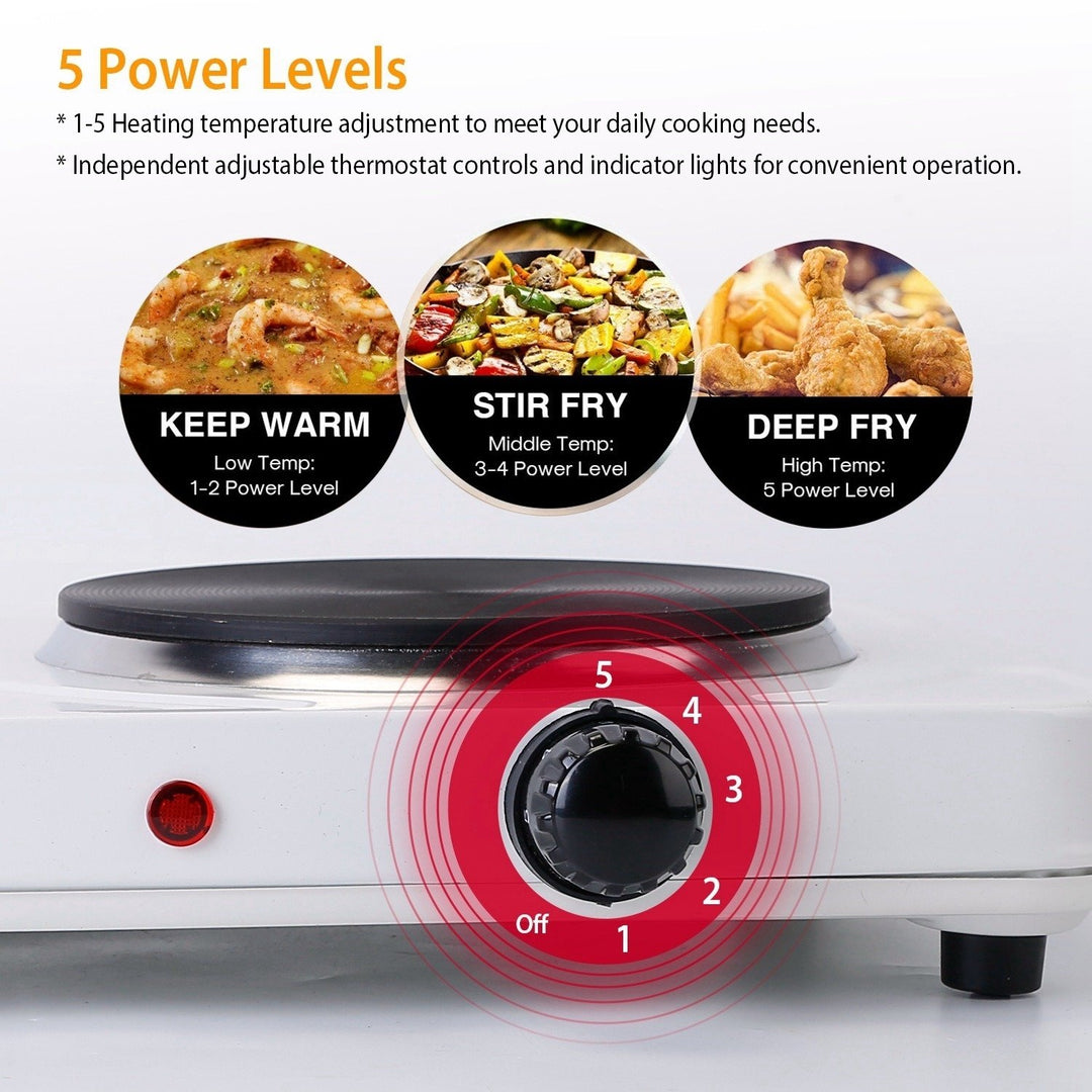 2000W Double Electric Burner Portable Hot Plate 2 Burners 5 Temperature Control White Image 4