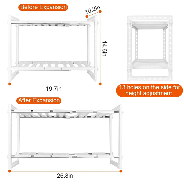 2 Tier Under Sink Organizer Retractable Kitchenware Rack Holders Space Saving Storage Shelf 22LBS Max Load Image 3