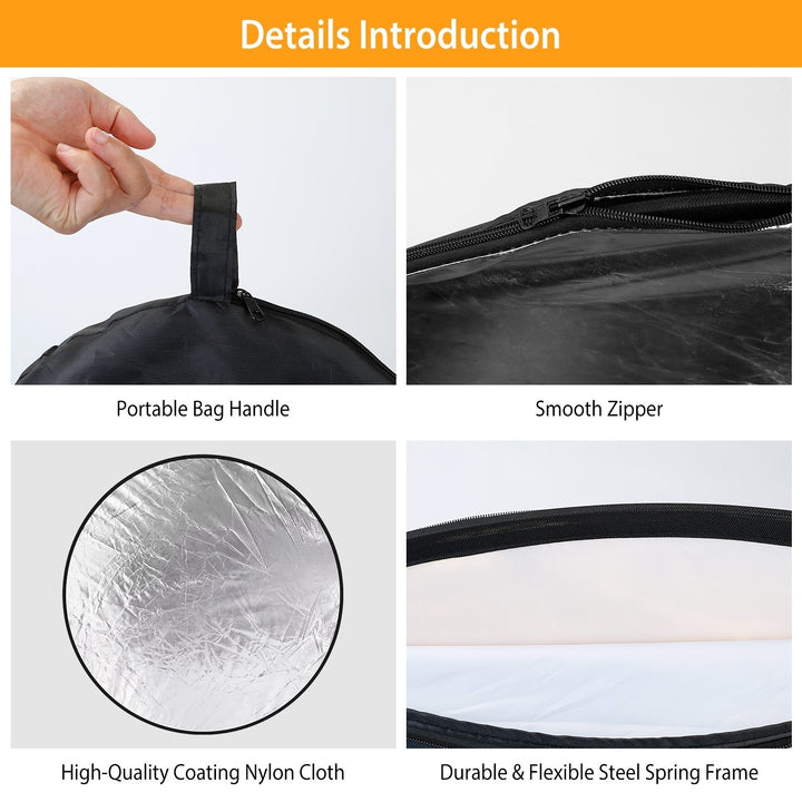 42.5In 5 In 1 Photography Round Light Reflector Collapsible Multi Disc Light Diffuser with Storage Bag Image 3