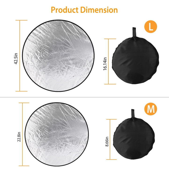 42.5In 5 In 1 Photography Round Light Reflector Collapsible Multi Disc Light Diffuser with Storage Bag Image 6