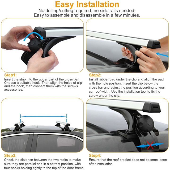 Universal Aluminum Roof Rack Cross Bar 47.24in 165LBS Max Load Cargo Carrier Image 3