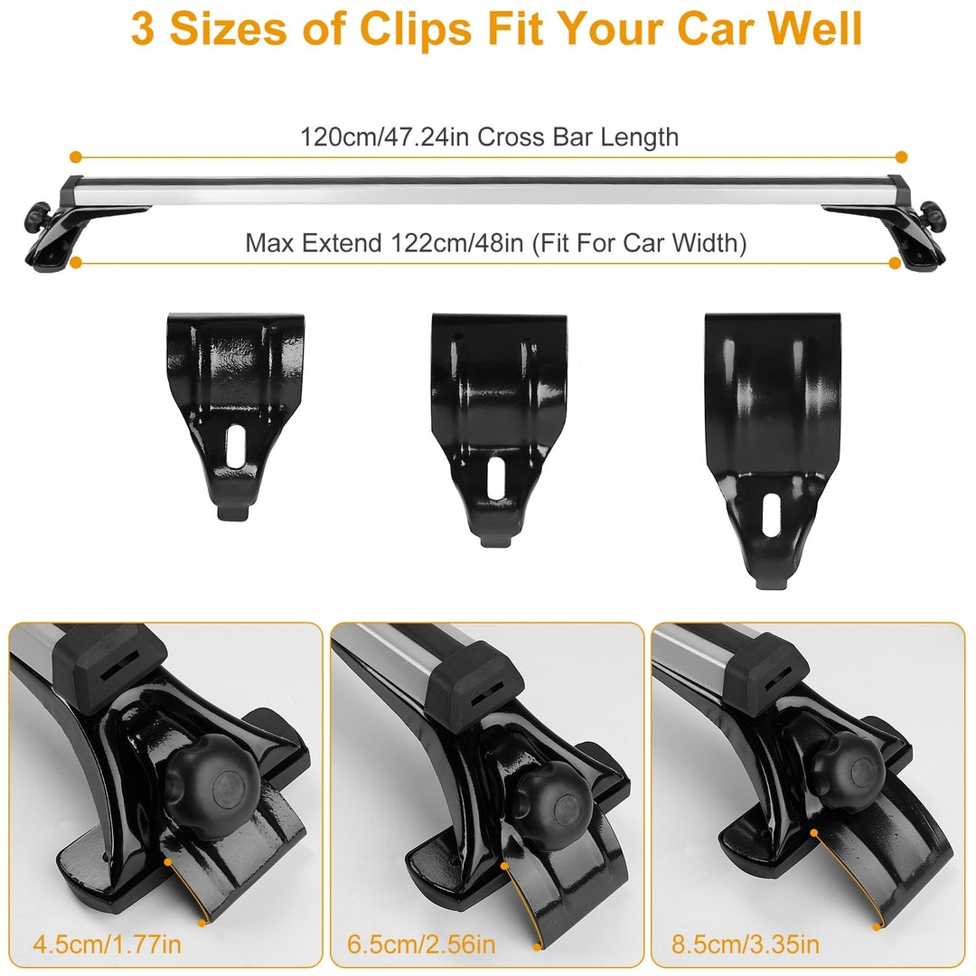 Universal Aluminum Roof Rack Cross Bar 47.24in 165LBS Max Load Cargo Carrier Image 4