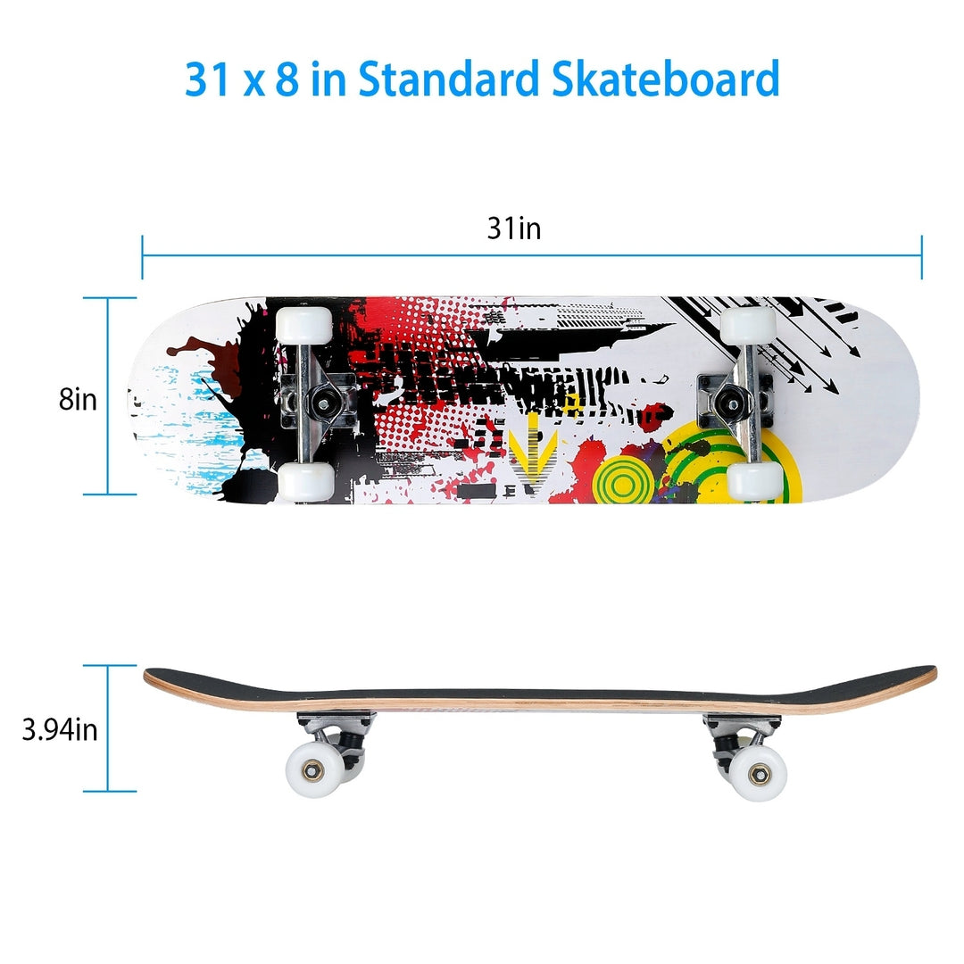 31in Plus 8in Skateboards Complete Standard Skate Boards For Girls Boys Beginner 9 Layers Maple Concave Skateboard For Image 4