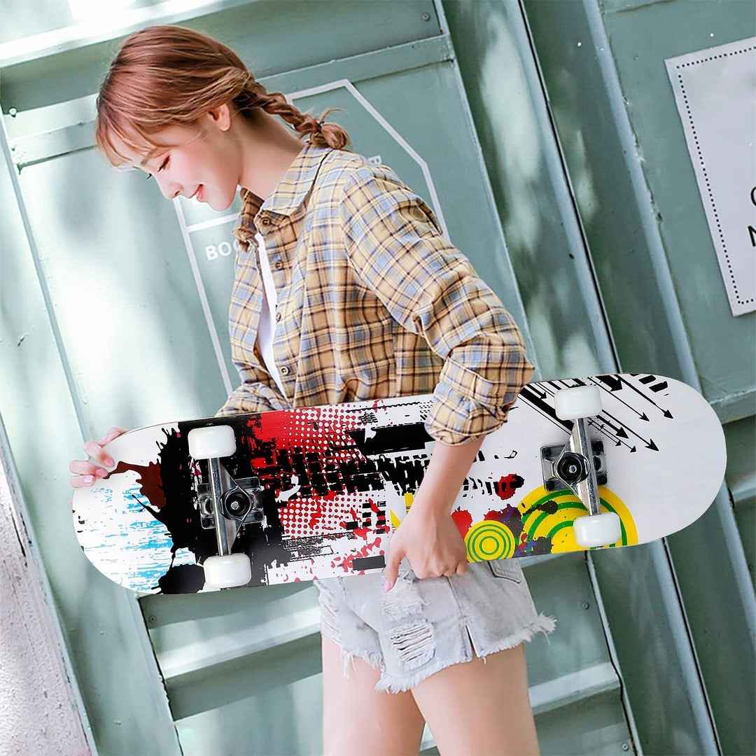 31in Plus 8in Skateboards Complete Standard Skate Boards For Girls Boys Beginner 9 Layers Maple Concave Skateboard For Image 8