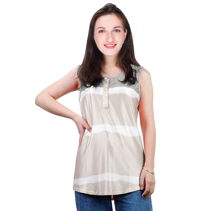 Women Tie Dye Tank Top Sleeveless Loose Blouse Button Up Summer Casual Vest L XL 2XL 3XL Image 1