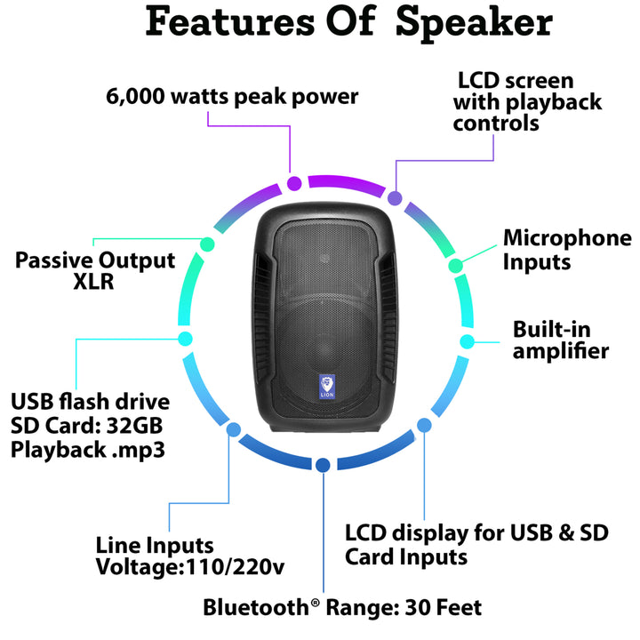 Technical Pro 10 Inch Bluetooth Speaker 1500W Active Loudspeaker Remote USB SD Image 4