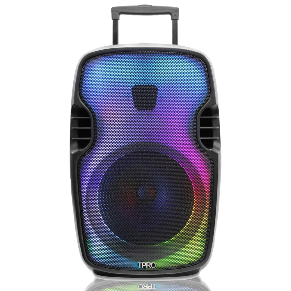 Technical Pro 2000W Rechargeable 15 Inch Two way Bluetooth Loudspeaker with SD USB 1/4'' Microphone Inputs, LED Visual Image 2