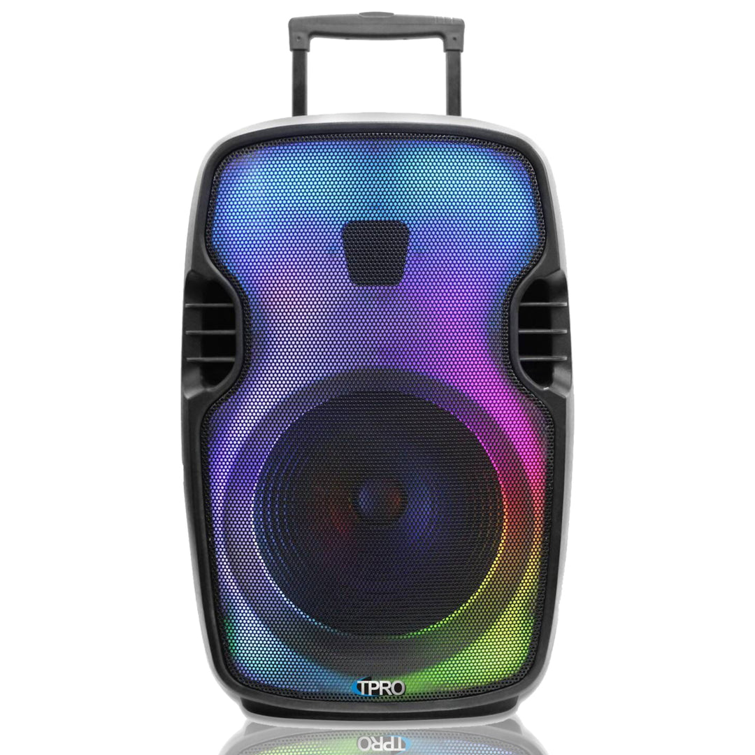 Technical Pro 2000W Rechargeable 15 Inch Two way Bluetooth Loudspeaker with SD USB 1/4 Microphone InputsLED Visual Image 2