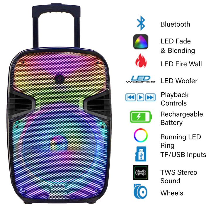 Technical Pro 1500W Rechargeable 12" Bluetooth Loudspeaker with LED Effects Image 6