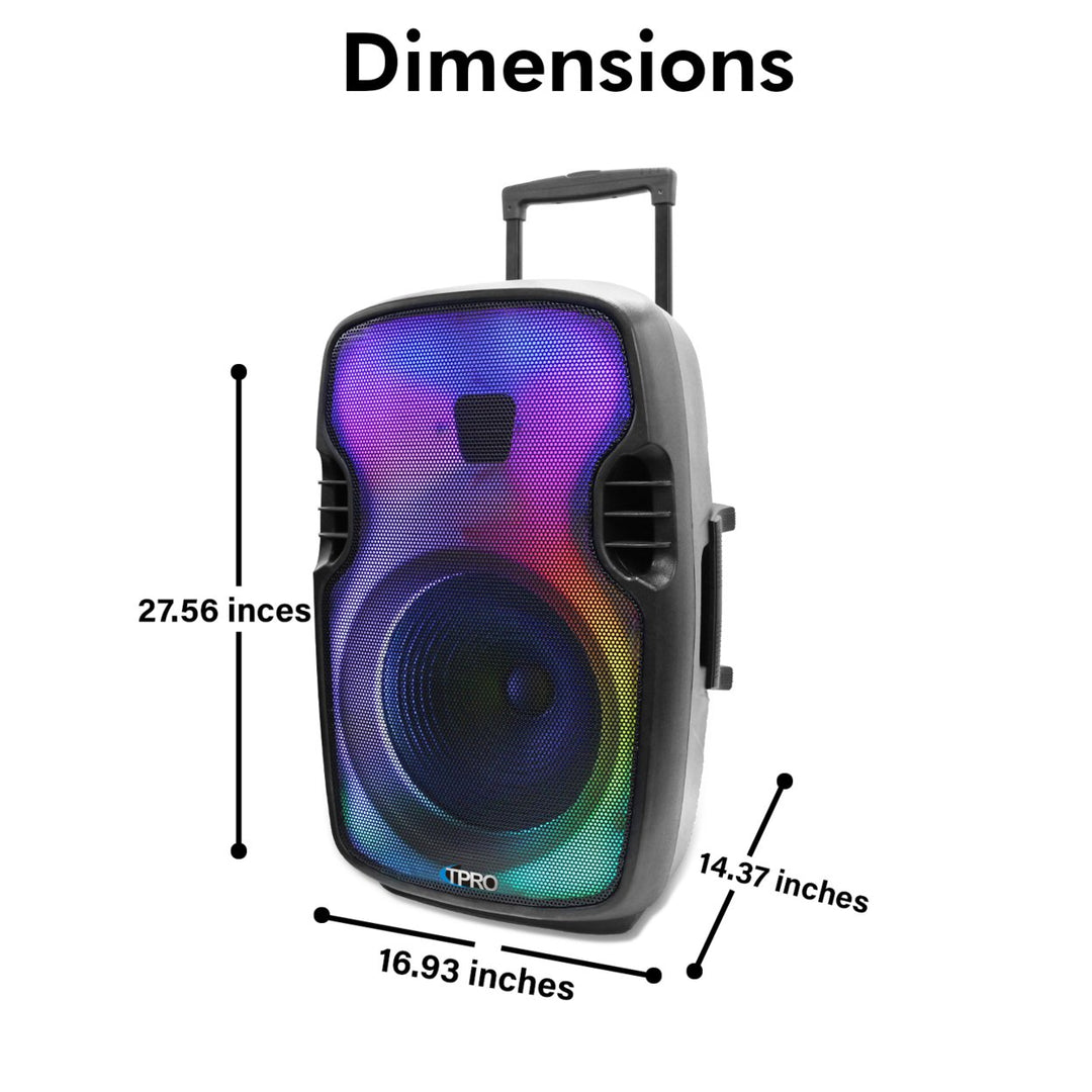 Technical Pro 2000W 15 Inch Bluetooth Loudspeaker LED Effects TWS Mobile Speaker Image 7