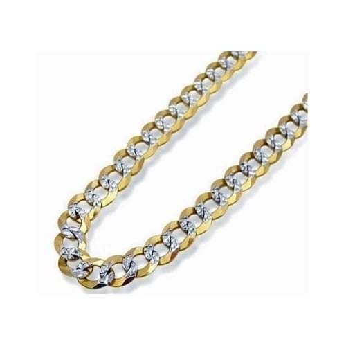 18k Gold Filled Two Tone Diamond cut Cuban Link Chain Image 1